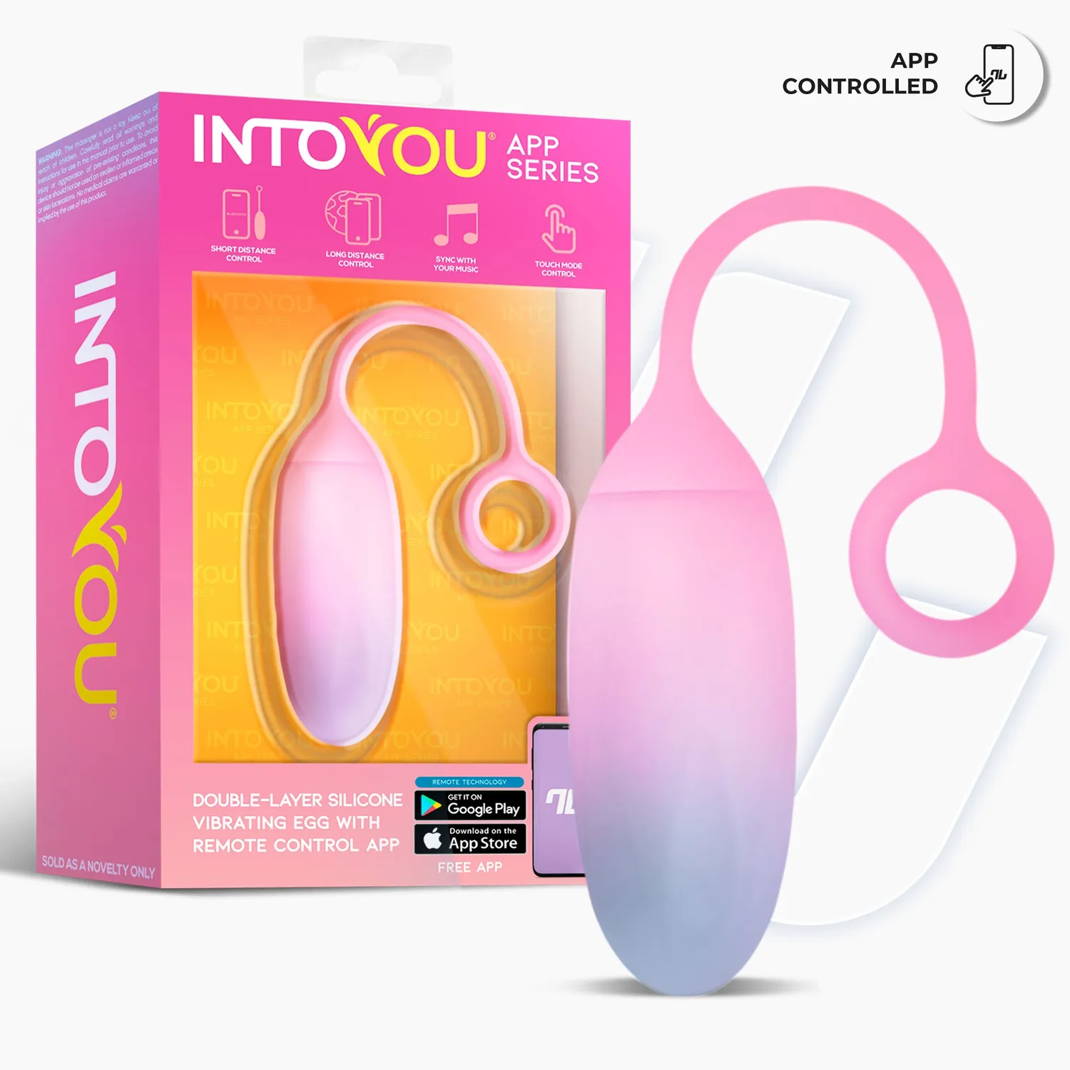 Intoyou vibrerend ei blauw roze met app 10 standen