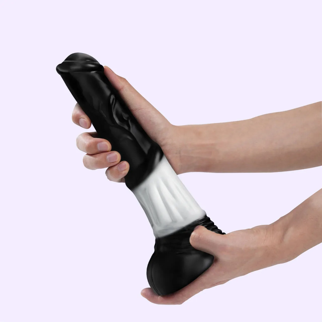 Beisar Faunus fantasy dildo zwart-wit 30 cm vibrerend