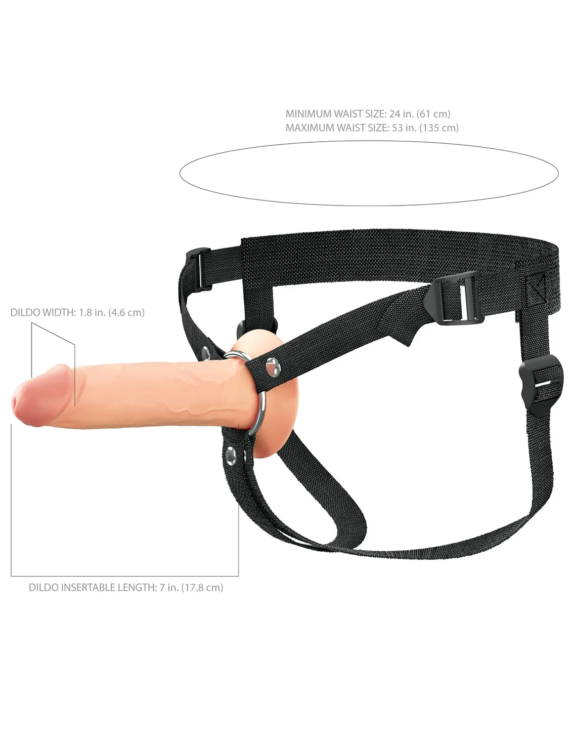 Pipedream Fantasy X-Tensions 7 Hollow Silicone strap-on dildo
