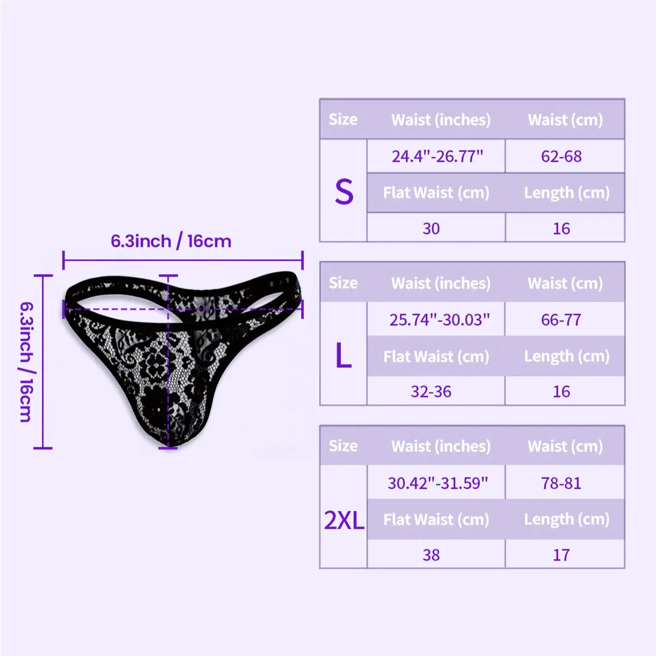 Beisar Lace Bikini kanten slip zwart L open