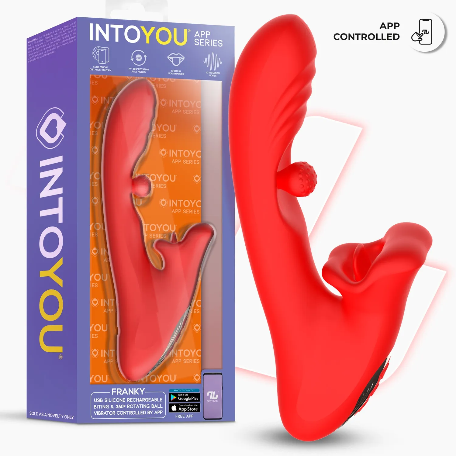 Intoyou Franky vibrator met biting en 360° bal en app