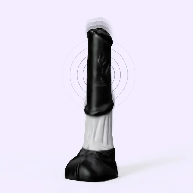 Beisar Faunus fantasy dildo zwart-wit 30 cm vibrerend