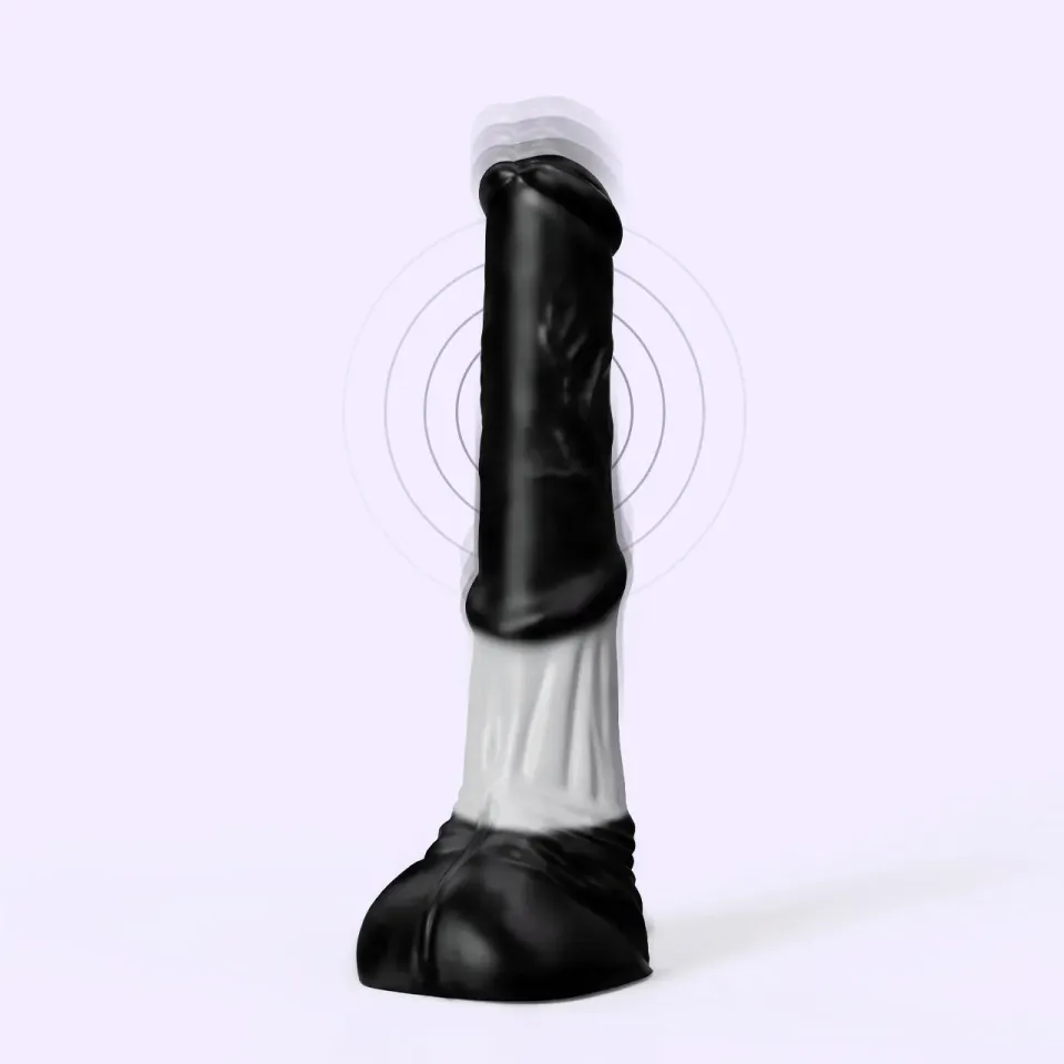 Beisar Faunus fantasy dildo zwart-wit 30 cm vibrerend