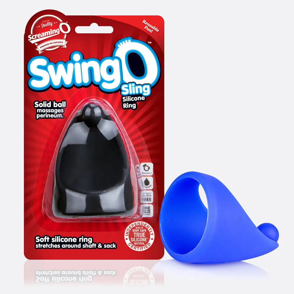 Screaming O SwingO Sling Siliconen Cockring Zwart perineum