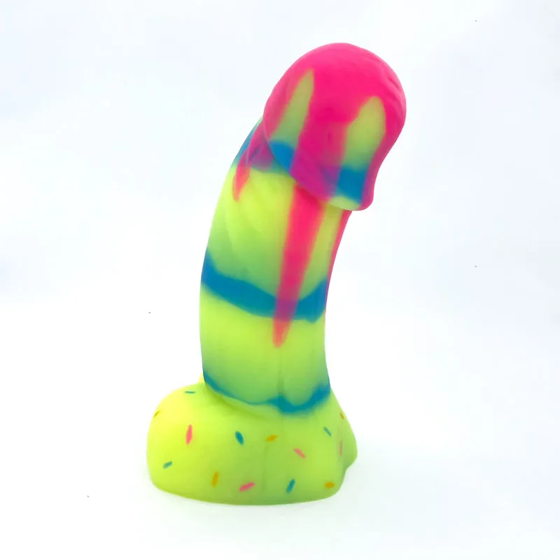 Tentickle Woodsman Cake Drip Dildo Medium Soft UV Pride