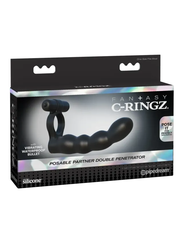 Pipedream Fantasy C-Ringz Posable cockring vibrerend zwart
