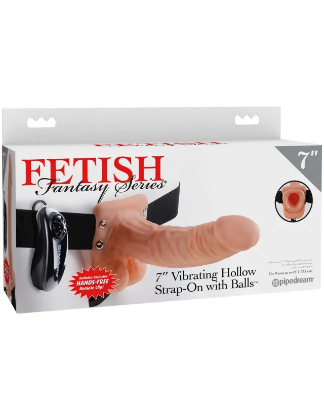 Pipedream Fetish Fantasy 7" Vibrating Hollow voorbinddildo met ballen