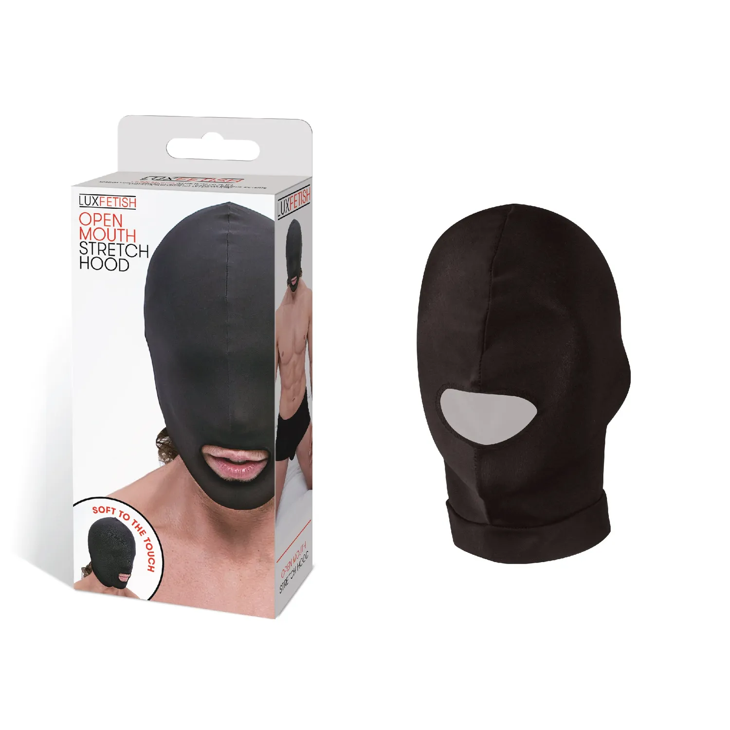 Lux Fetish Open Mouth Stretch Hood Masker Polyester