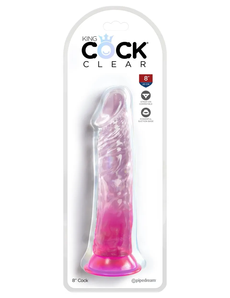 Pipedream King Cock Clear 8 dildo roze met zuignap