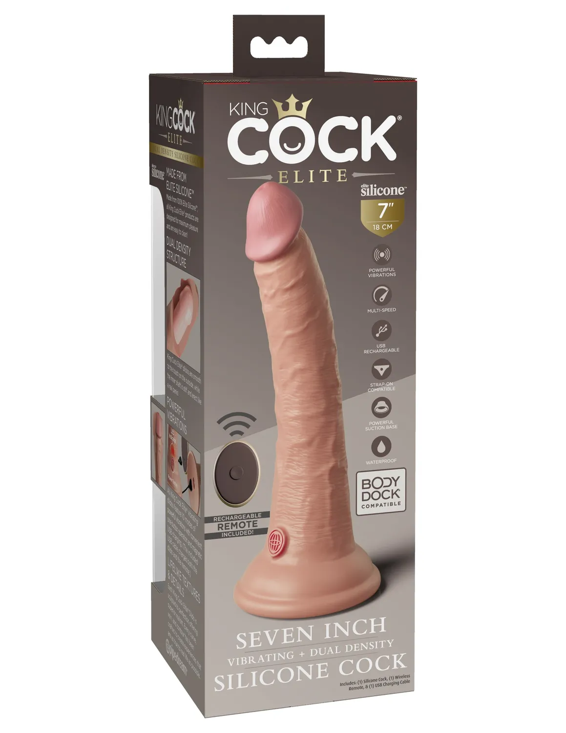 Pipedream King Cock 7 Vibrating Dual Density dildo met remote siliconen