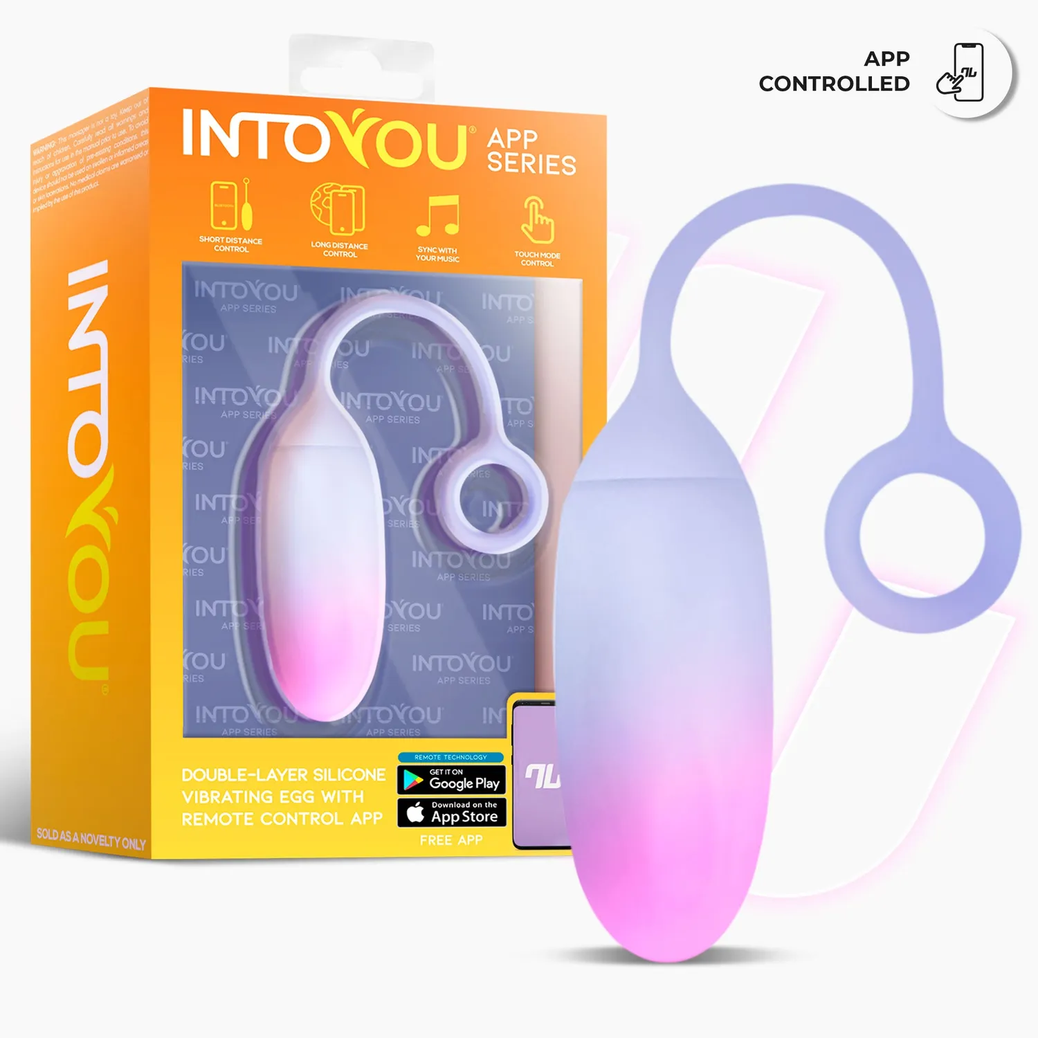 Intoyou App vibrerend ei roze-blauw met 10 standen