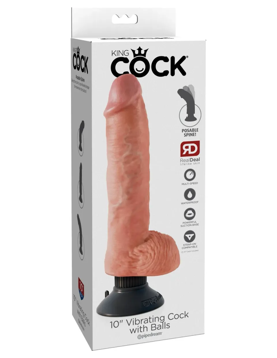King Cock 10 inch vibrerende dildo licht met zuignap