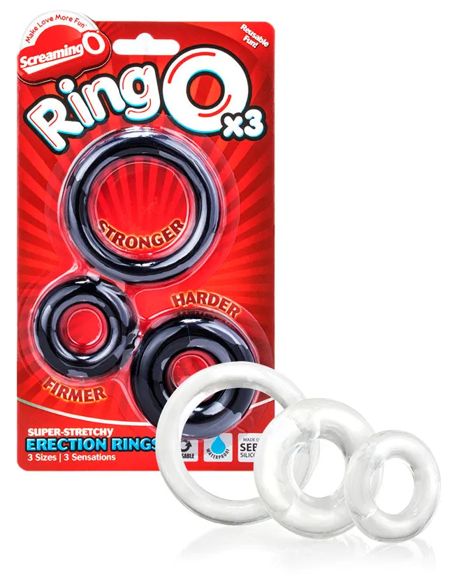 Screaming O Ring O x3 cockringen zwart 3 stuks elastisch