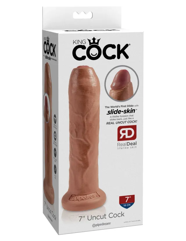 Pipedream King Cock Uncut 7 inch dildo huidskleur beweegbaar