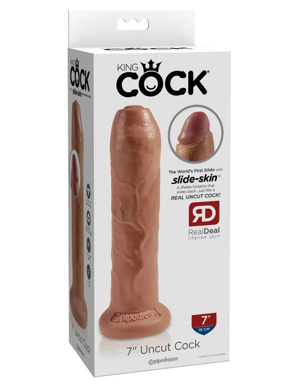 Pipedream King Cock Uncut 7 inch dildo huidskleur beweegbaar