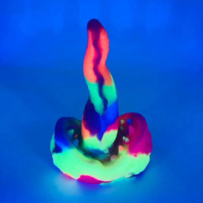 Tentickle Meenus Patchwork UV Rainbow dildo small