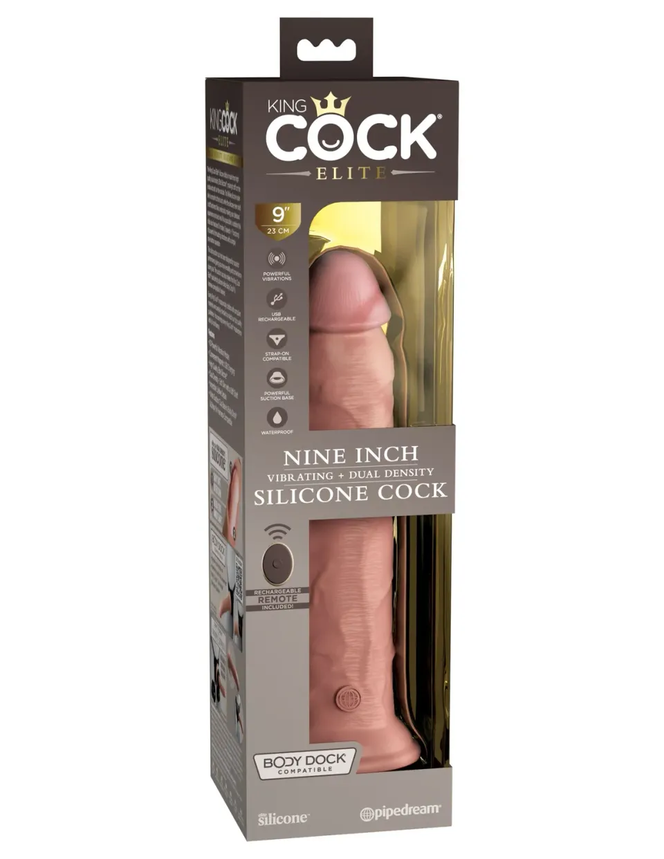 Pipedream King Cock Elite 9 vibrerende dildo dual density remote