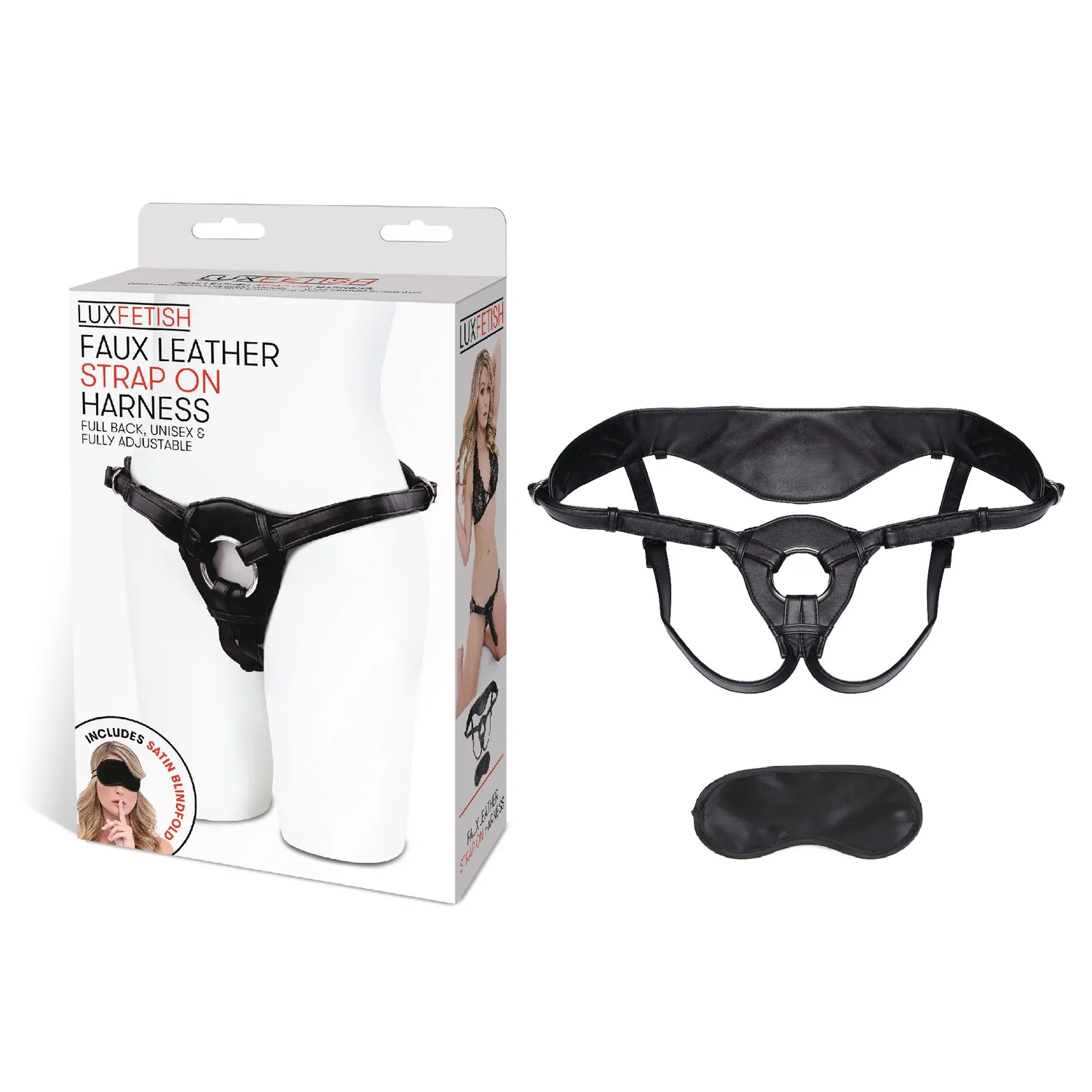 Lux Fetish Faux Leather Strap-On Harnas Zwart Vegan