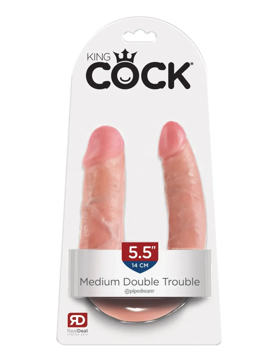 Pipedream King Cock Medium Double Trouble dubbele dildo licht
