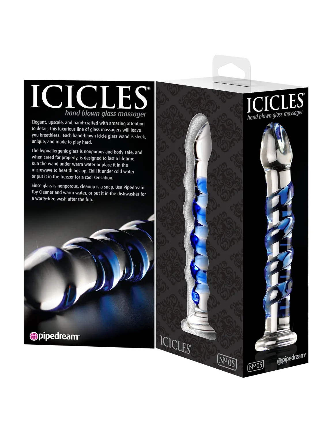 Pipedream Icicles No. 5 glazen dildo transparant blauw