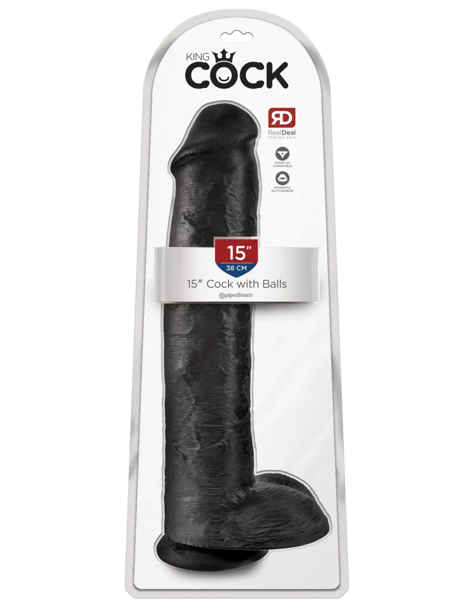 Pipedream King Cock 15" dildo met ballen zwart realistisch
