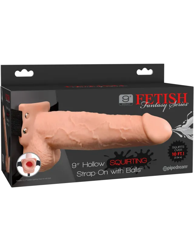 Pipedream Fetish Fantasy 9" Squirting Hollow strap-on spuitend