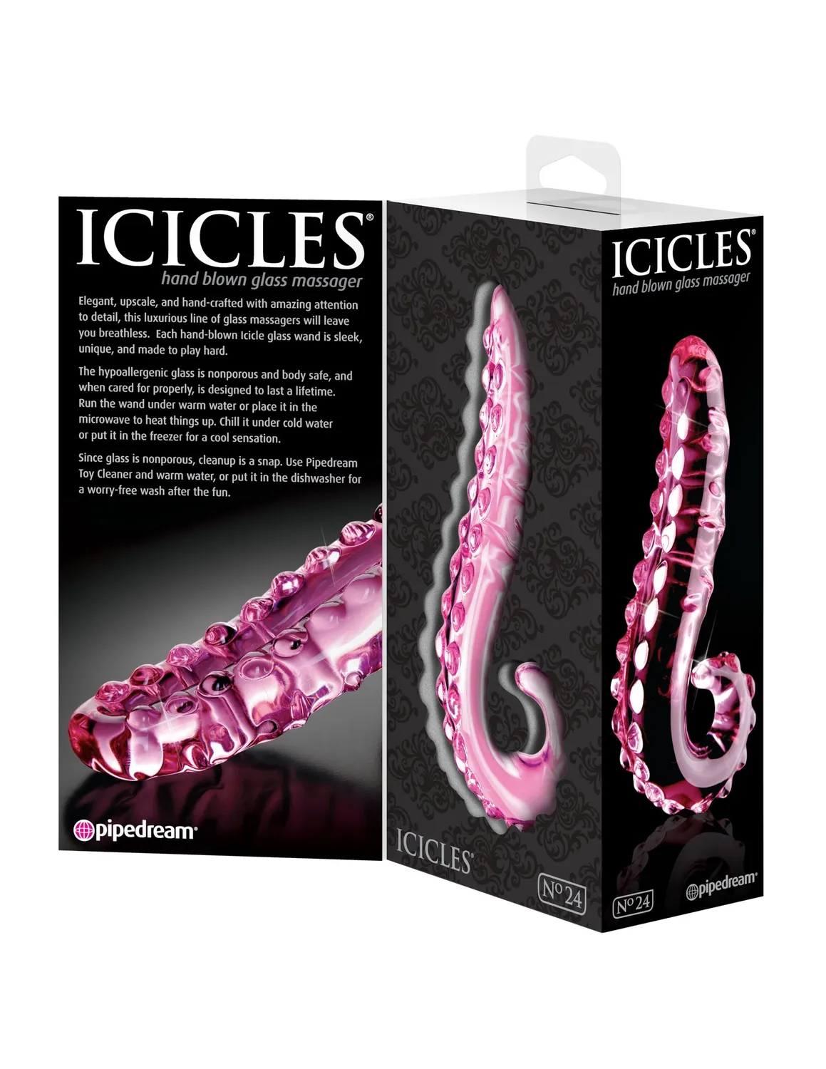 Pipedream Icicles No. 24 glazen dildo roze handgemaakt