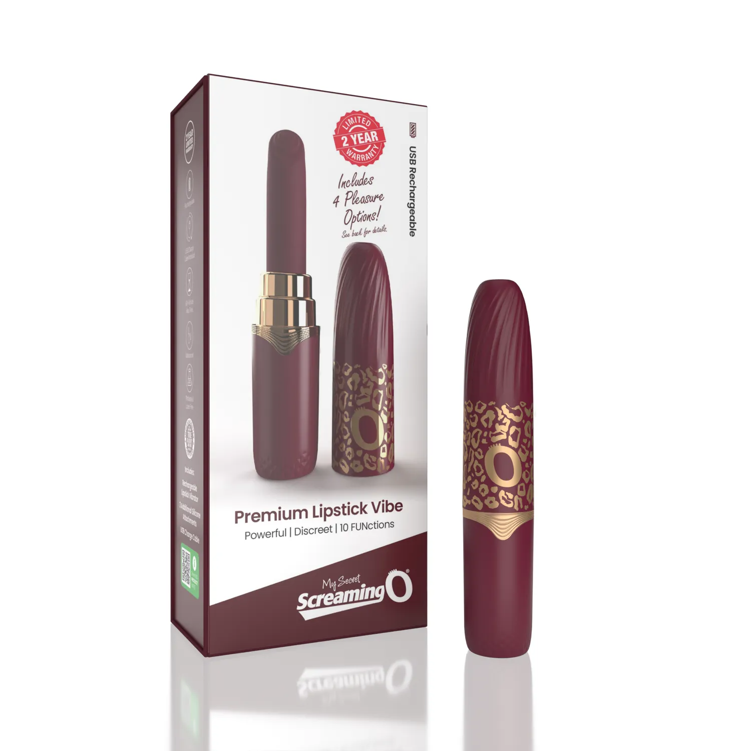 Screaming O My Secret Premium Lipstick vibrator 4 opzetstukken oplaadbaar