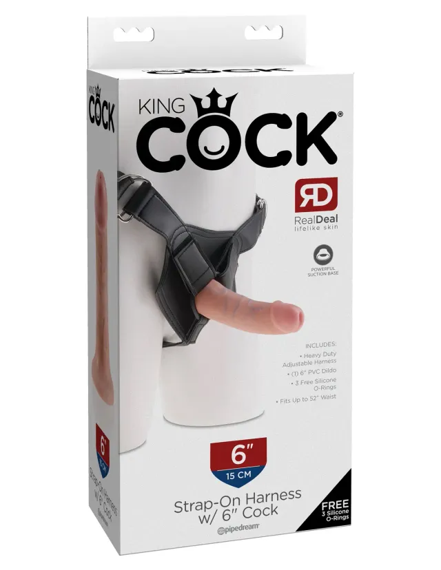 Pipedream King Cock 6 inch strap-on set light met harnas