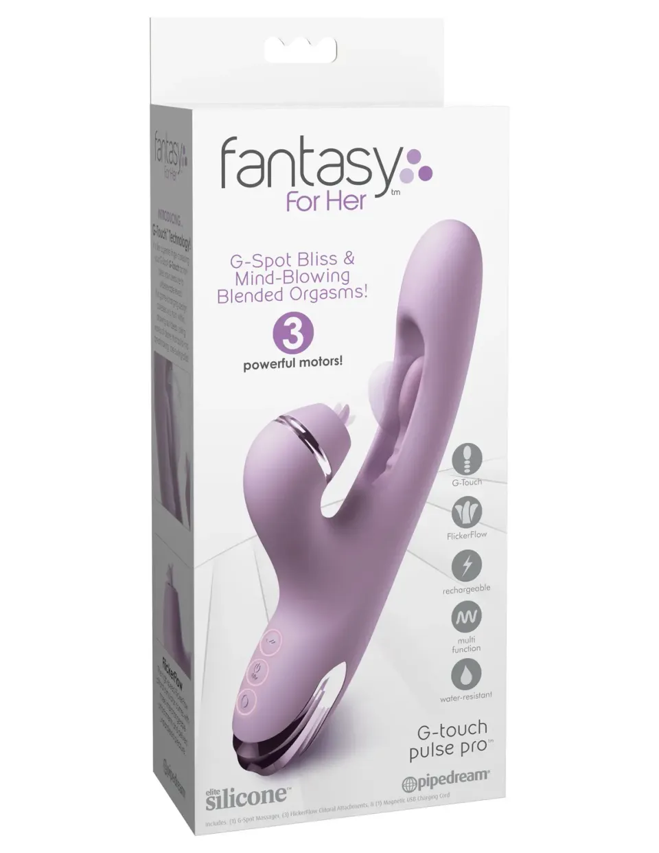 Pipedream G-Touch Pulse Pro rabbit vibrator siliconen verwisselbaar