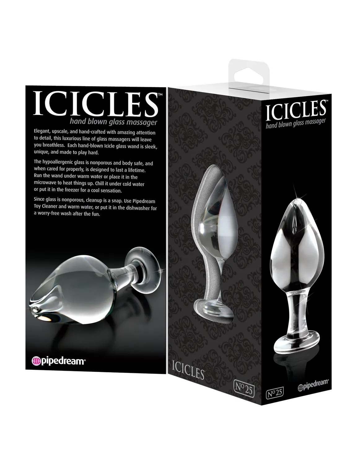 Pipedream Icicles No. 25 glazen buttplug transparant klein