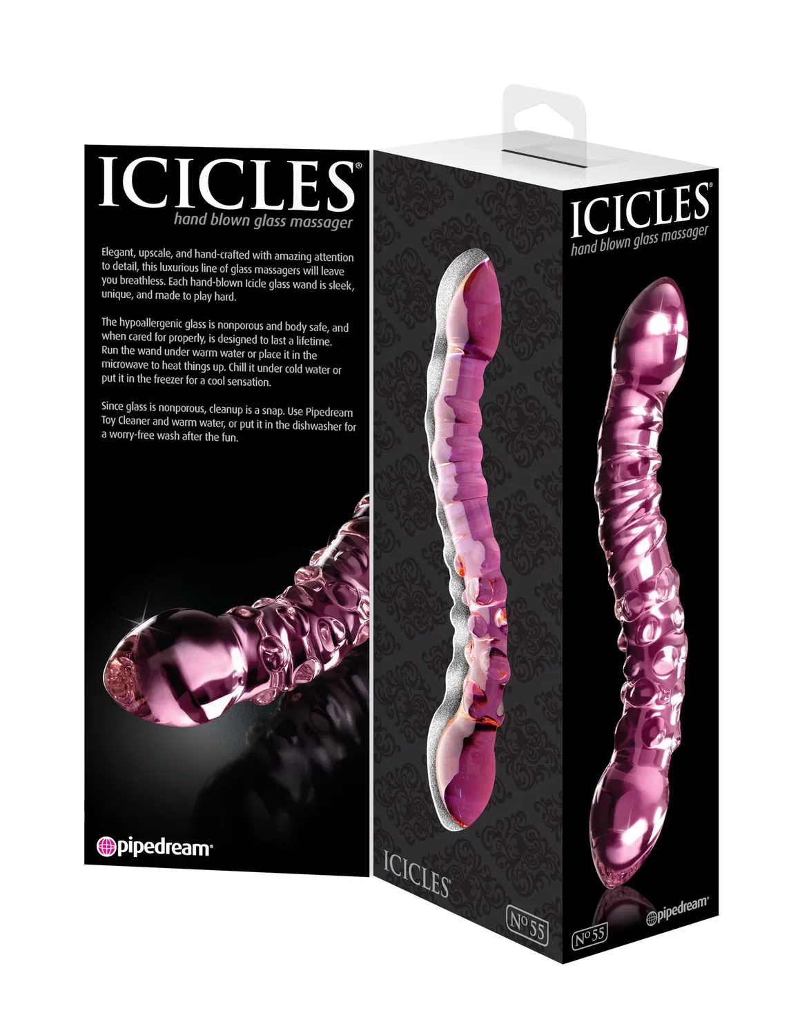 Pipedream Icicles No. 55 glazen dildo dubbelzijdig roze