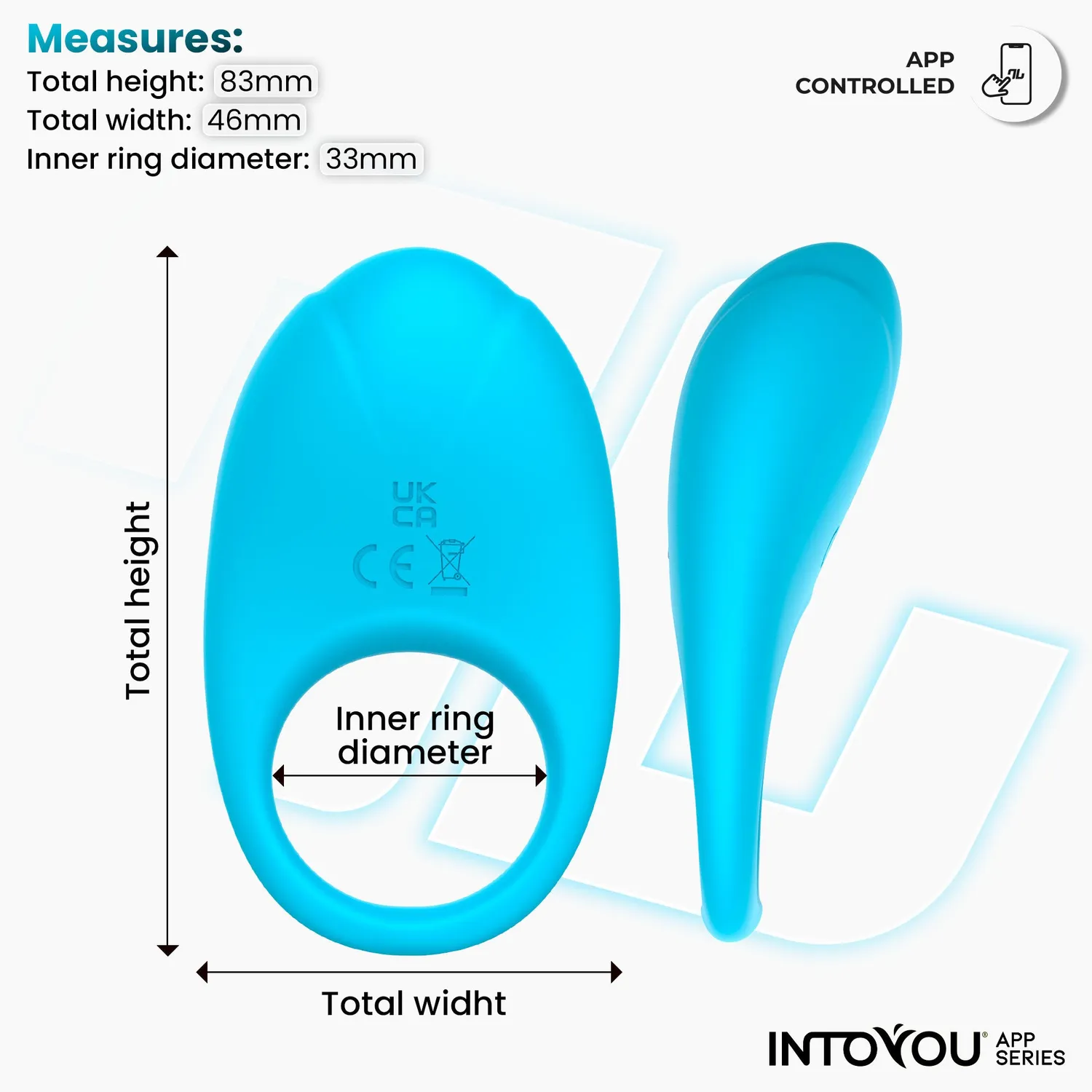 Intoyou Ringo cockring vibrerend blauw met app