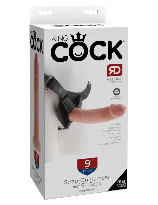 Pipedream King Cock Strap-On Harness 9 inch voorbinddildo licht