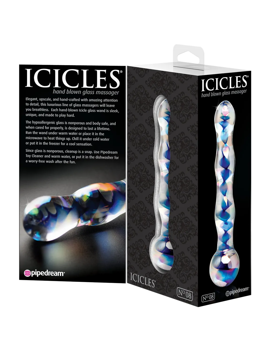 Pipedream Icicles No. 8 glazen dildo transparant blauw