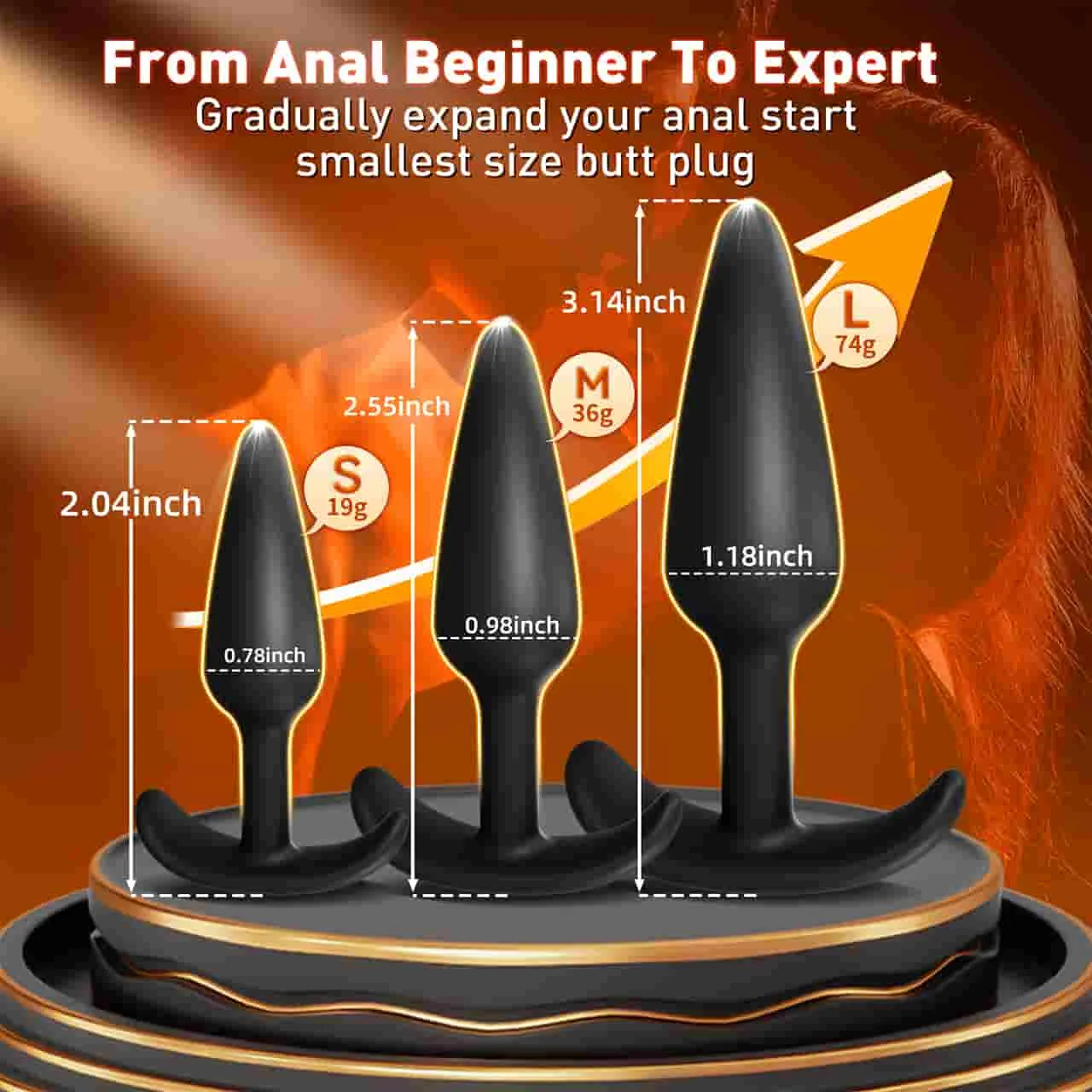 Beisar BAKI buttplug set zwart 3-delig trillend