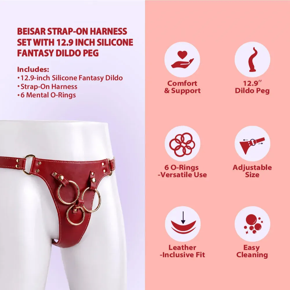 Beisar Bondage Pleasure Set Divers strap-on set rood siliconen