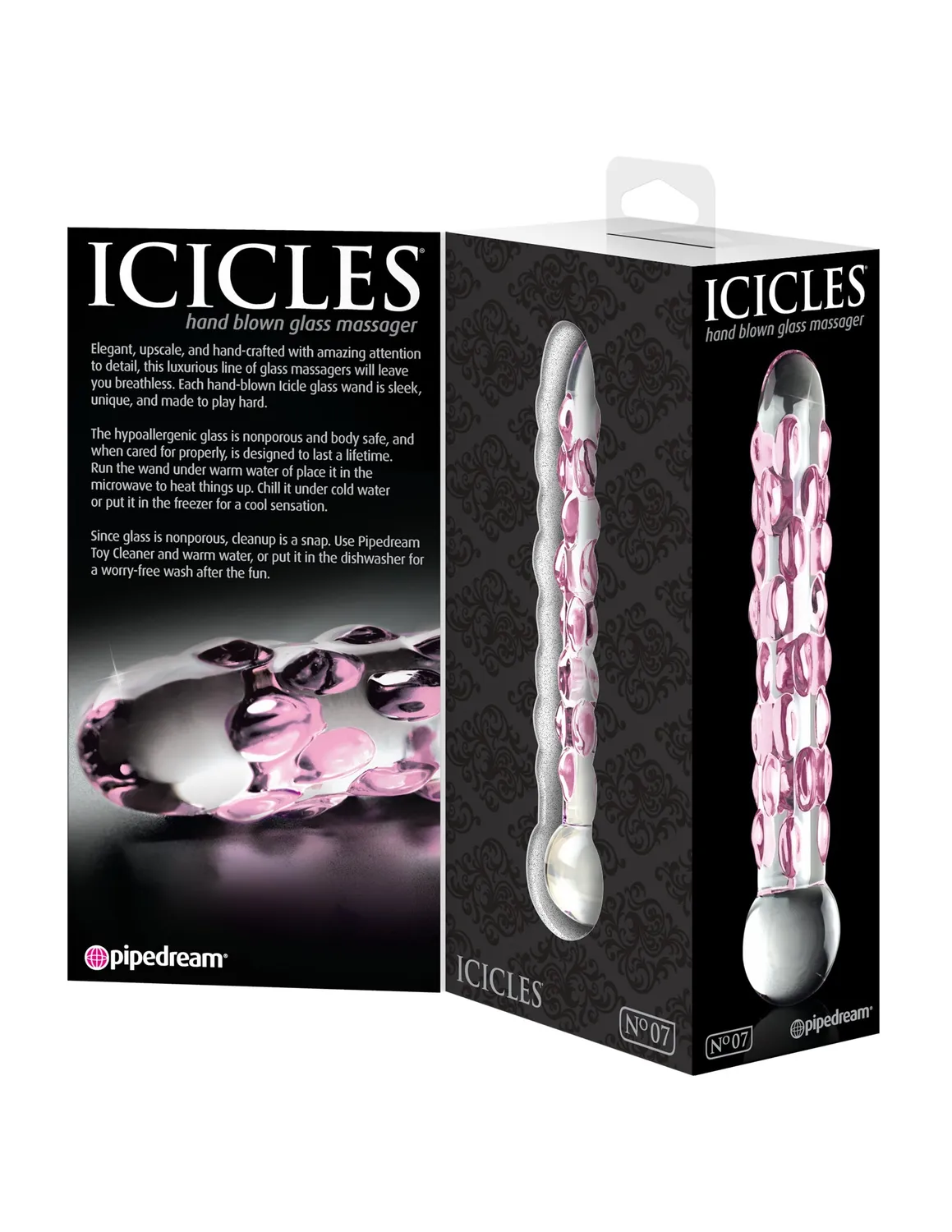 Pipedream Icicles No. 7 glazen dildo transparant roze