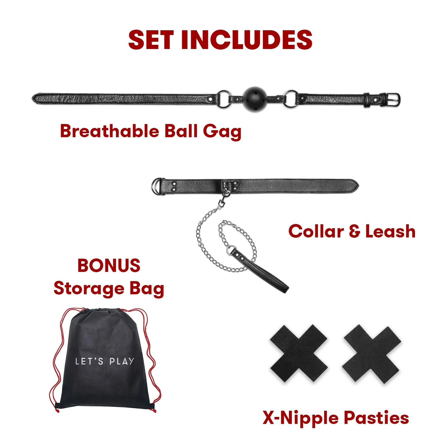 Lux Fetish Chain-Me-Up bed restraint set 6-delig zwart