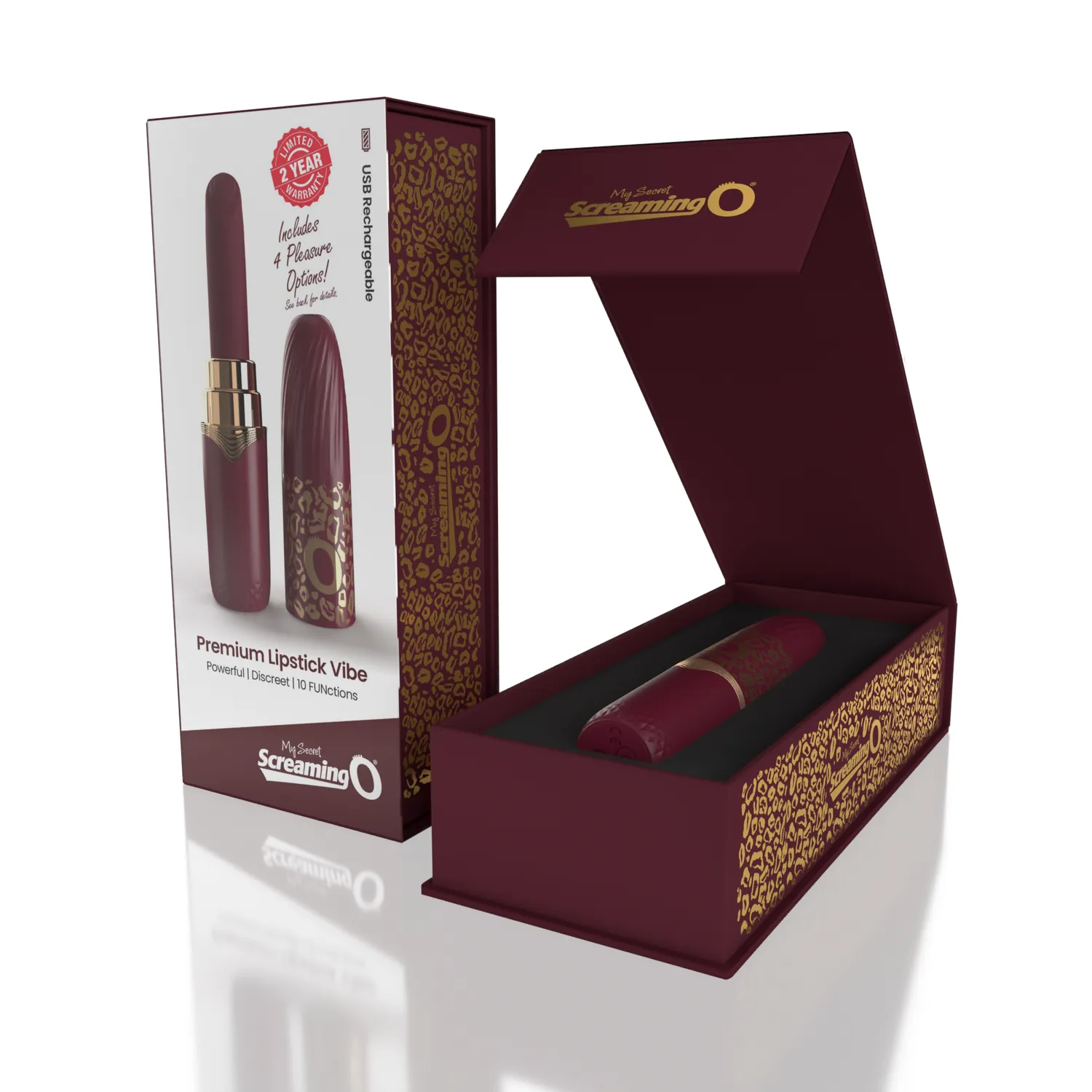 Screaming O My Secret Premium Lipstick vibrator 4 opzetstukken oplaadbaar