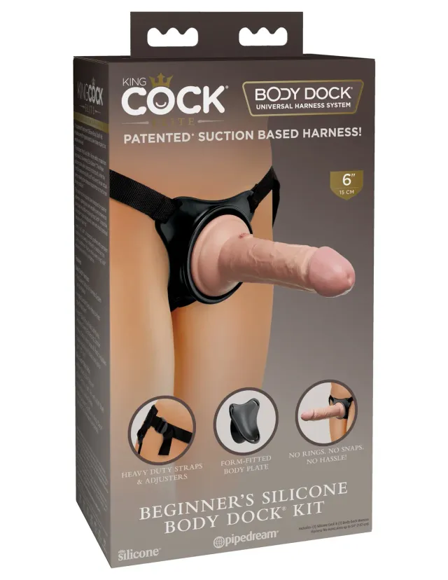 King Cock Elite siliconen voorbinddildo set Body Dock beginners