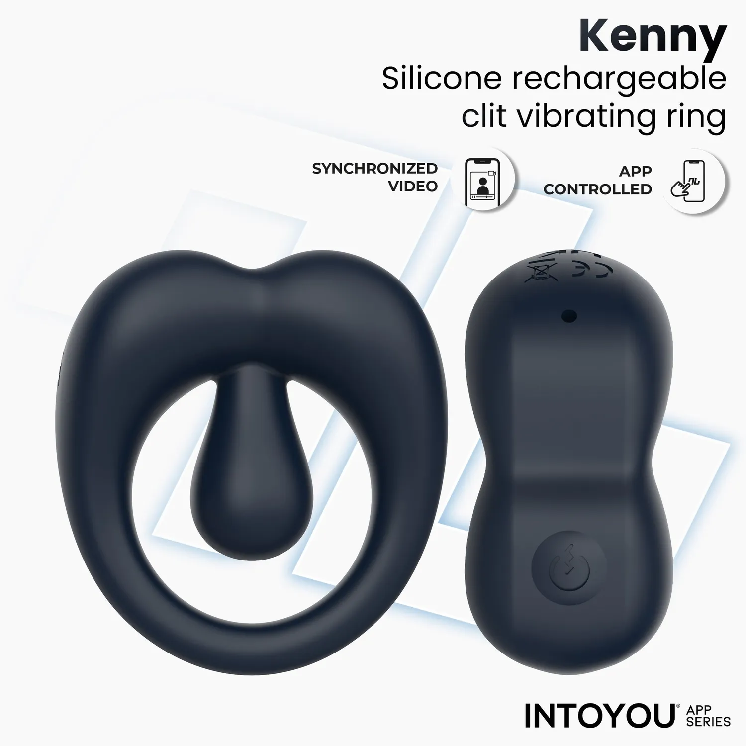 Intoyou Kenny penisring vibrerend donkerblauw met app