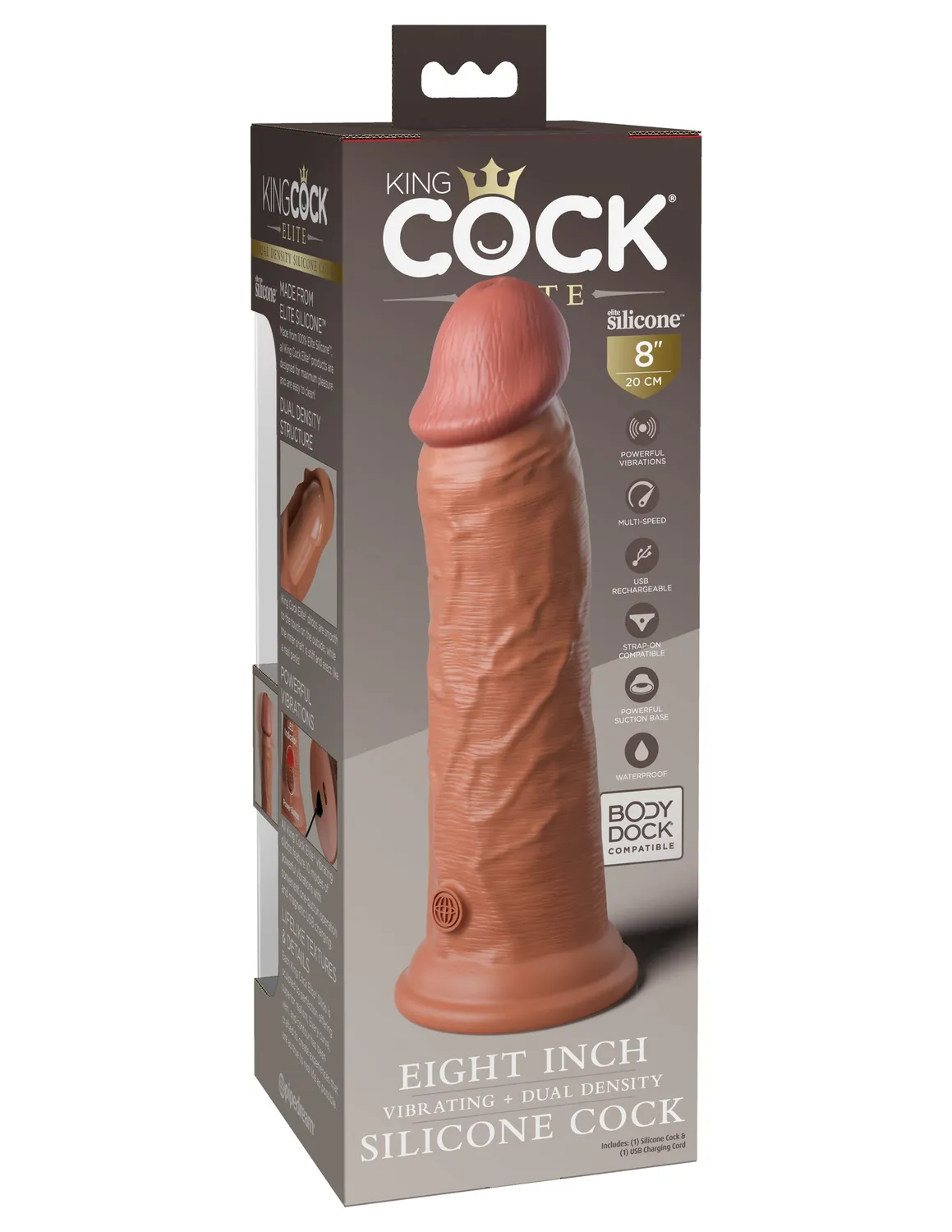 Pipedream King Cock Elite 8 inch vibrerende dildo dual density