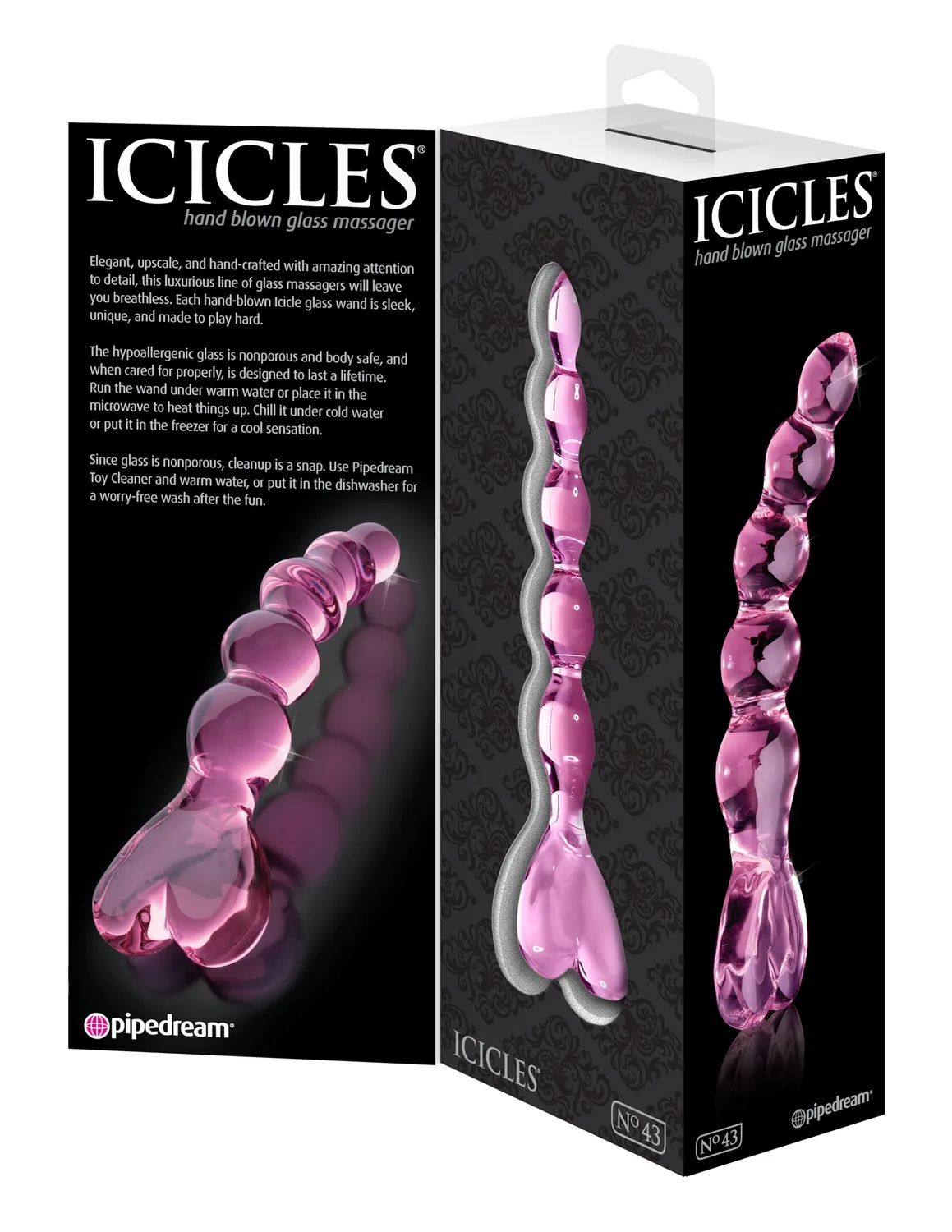 Pipedream Icicles No. 43 glazen dildo roze gebogen