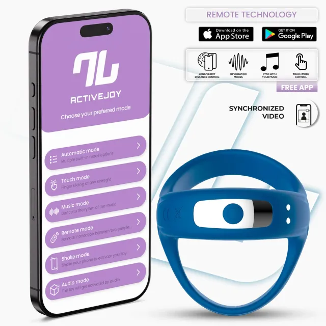 Intoyou Rank Vibrerende Cockring met App blauw