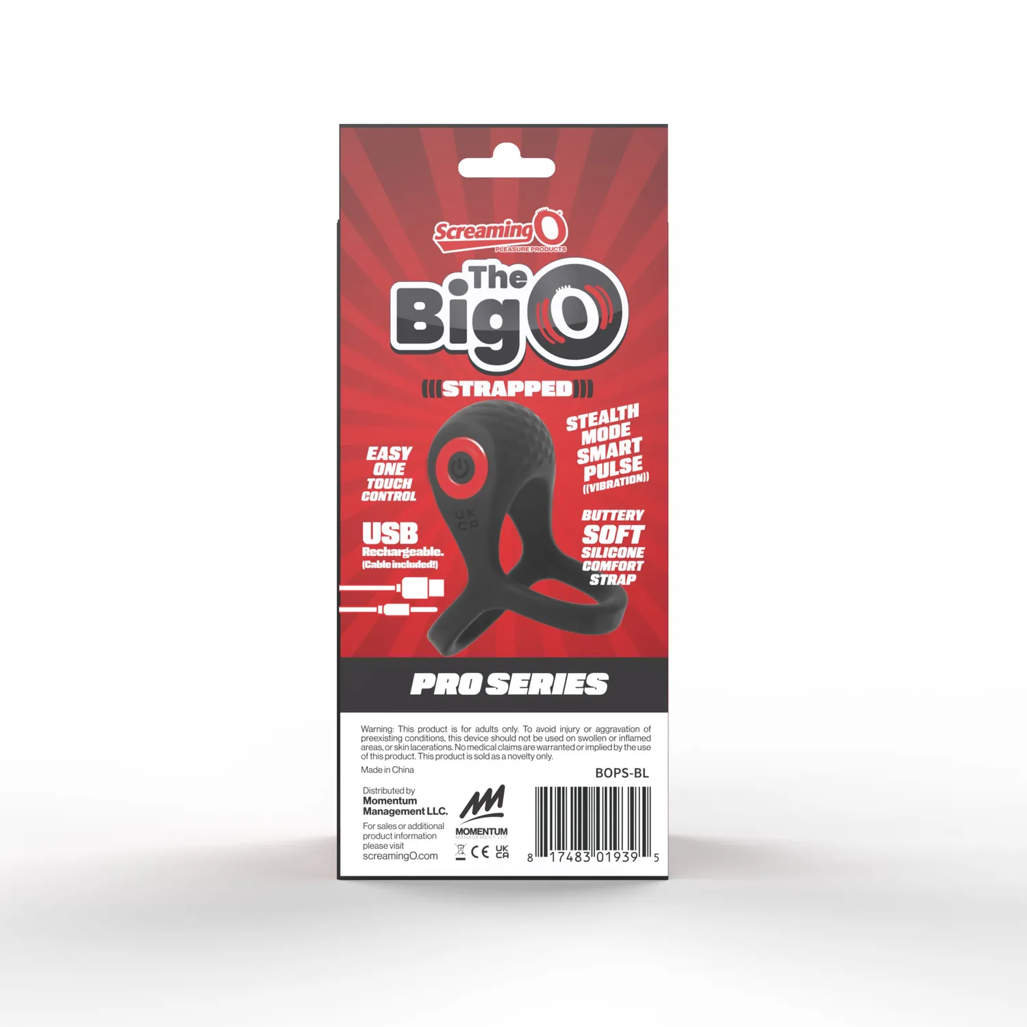 Screaming O BigO Pro vibrerende cockring zwart met ballenband
