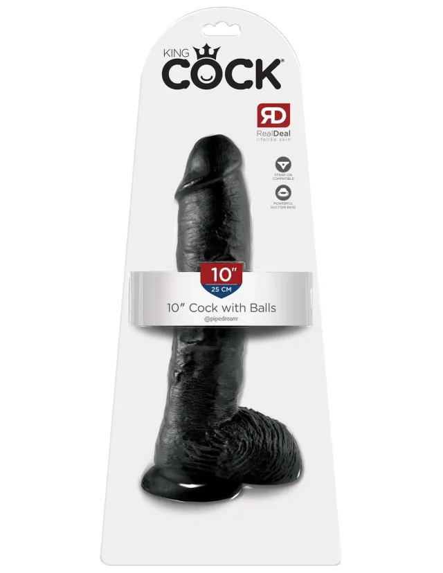 Pipedream King Cock 10 inch dildo met ballen zwart realistisch
