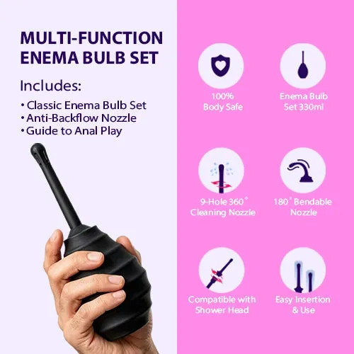 Beisar anaaldouche set zwart siliconen 315 ml