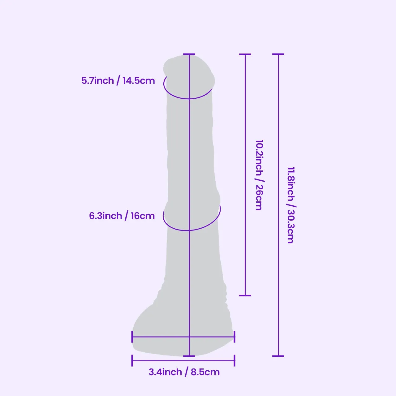 Beisar Faunus fantasy dildo zwart-wit 30 cm vibrerend