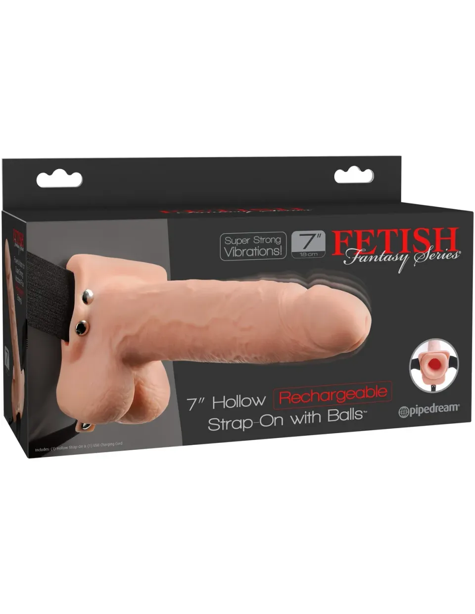 Pipedream Fetish Fantasy 7 Hollow Strap-On vibrerend zwart